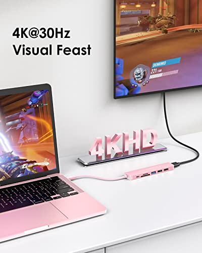 Lention Hub: LENTION CB-CE18 USB C Hub with 100W Charging – Side View