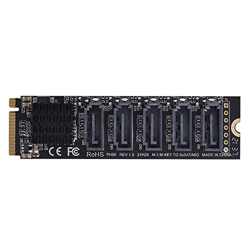 Xiwai NGFF NVME M-Key PCI Express to SATA 3.0 6Gbps 5 Ports – Front View