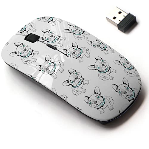 Wireless Mouse: 2.4G French Bulldog Pattern Design – Front View
