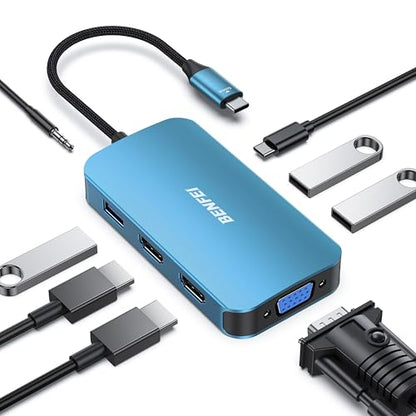 BENFEI USB C Docking Station: 8-in-1 USB C Hub with Triple – Front View