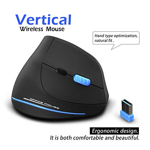 ZLOT Vertical Wireless Mouse: 2.4G USB Optical Ergonomic – Back View