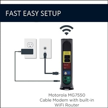 Motorola 16x4 High-Speed Cable Gateway with WiFi 686 Mbps DOCSIS 3.0 modem AC1900 Wi-Fi Gigabit Router with Power Boost Certified by Comcast Charter Spectrum Time Warner Cable Cox More MG7550