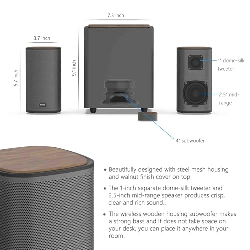 Speakers KEiiD: KEiiD 2.1 Bluetooth Computer Speakers with – Side View