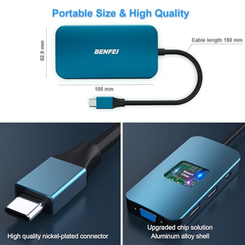 BENFEI USB C Docking Station: 8-in-1 USB C Hub with Triple – Back View