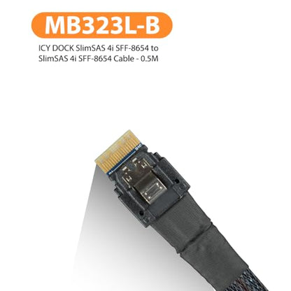 SlimSAS SFF: ICY DOCK MB323L-B SlimSAS 4i SFF-8654 to – Close-up Detail