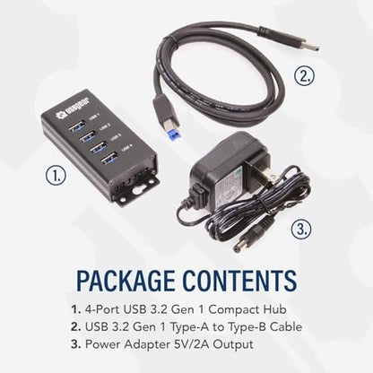 Port Charging: 4-Port USB 3.2 Gen 1 Mountable Charging Hub – Back View
