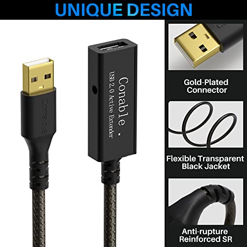 Active USB Extension Cable: 50 Feet USB 2.0 A Male to – Side View