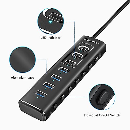 Hub Port: Rosonway 7-Port USB 3.2/USB C Hub with 10Gbps – Feature Highlight