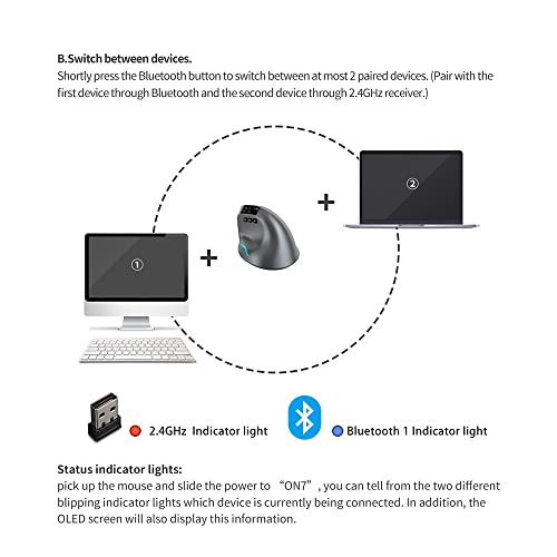 Mouse Zelotes: Zelotes Bluetooth Wireless Mouse with – Side View