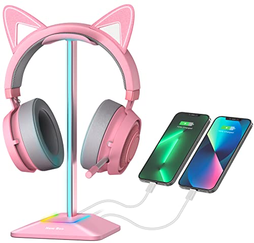 Stand Charging: New Bee RGB Headphone Stand with 1 USB-C – Front View