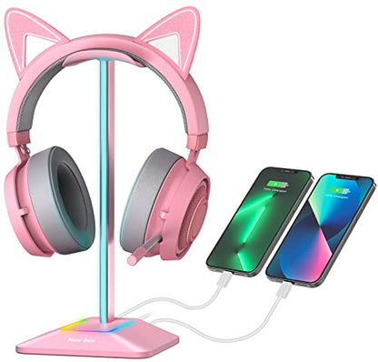 Stand Charging: New Bee RGB Headphone Stand with 1 USB-C – Front View