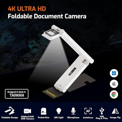 INSWAN INS-Flip 4: 4K USB Portable Document Camera – Side View