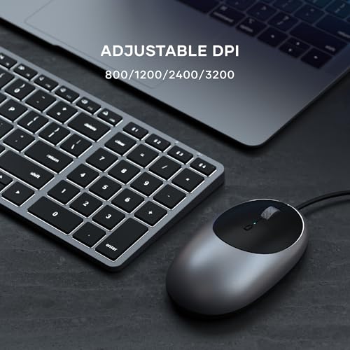 Mouse Air: Satechi Aluminum C1 Wired USB C Mouse Optical – In Use