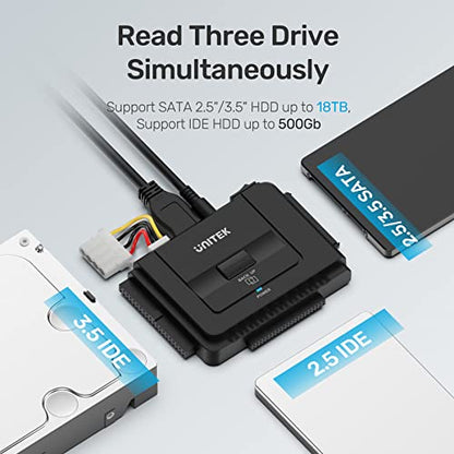 External Hard Drive Adapter: Unitek USB C to IDE and SATA – Side View