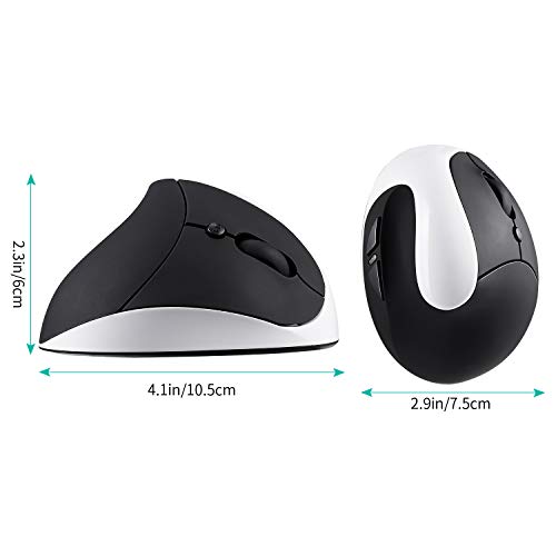 Aurtec Vertical Mouse: Rechargeable 2.4G Wireless Ergonomic – Back View