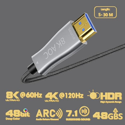 Aieloar Fiber Optical Cable: Aieloar 65ft High-Speed 48Gbps – Side View