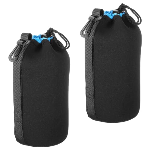 PATIKIL Camera Lens Bag: 2 Pcs 3.7" ID x 9.8" H Drawstring – Front View