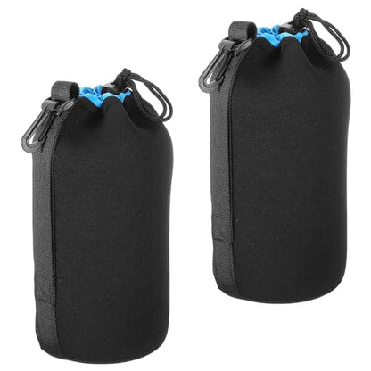 PATIKIL Camera Lens Bag: 2 Pcs 3.7" ID x 9.8" H Drawstring – Front View