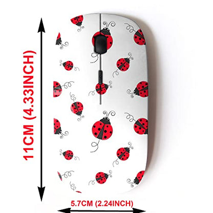 Wireless Mouse: CJCBROES 2.4G Ladybug Pattern Design – Side View
