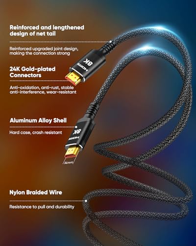 Snowkids Cable: Snowkids 8K HDMI 2.1 Cable 12ft – Close-up Detail