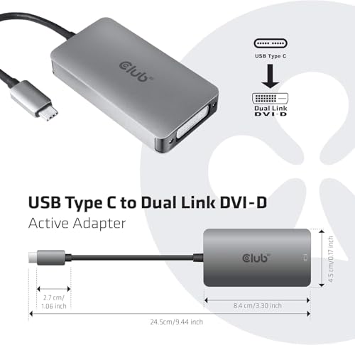 USB Type C to Dual Link DVI-D Cable Adapter – Side View