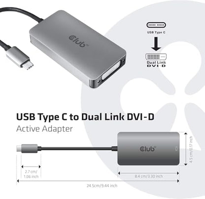 USB Type C to Dual Link DVI-D Cable Adapter – Side View