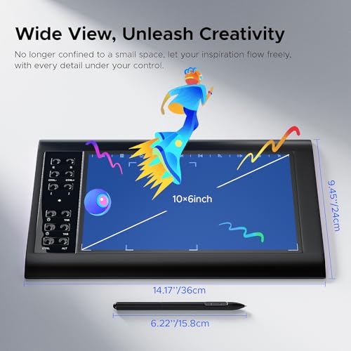 Graphic Drawing Tablet: ienRon IES1060 10x6.25 Inch Digital – Side View