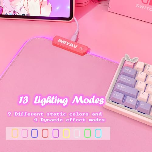 Gaming Pad: JMIYAV Pink RGB Gaming Mouse Pad 31.5x12 Inch – In Use