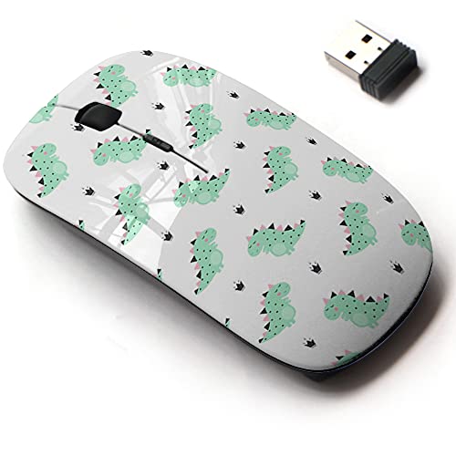 Cute Mouse: 2.4G Wireless Mouse with Cute Dinosaur Crowns – Front View