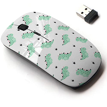 Cute Mouse: 2.4G Wireless Mouse with Cute Dinosaur Crowns – Front View