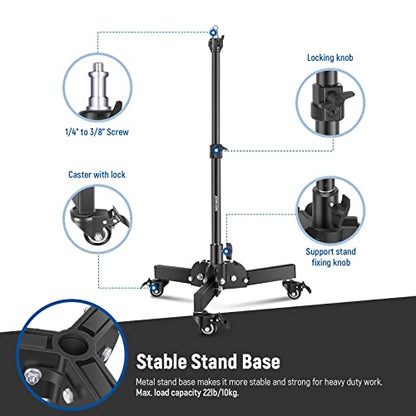NEEWER Heavy Duty Light Stand with Casters – Back View