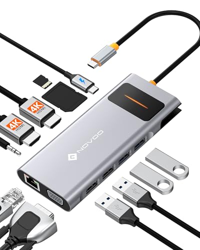 Novoo Docking Station: Novoo USB C Dual Monitor HDMI Adapter – Front View