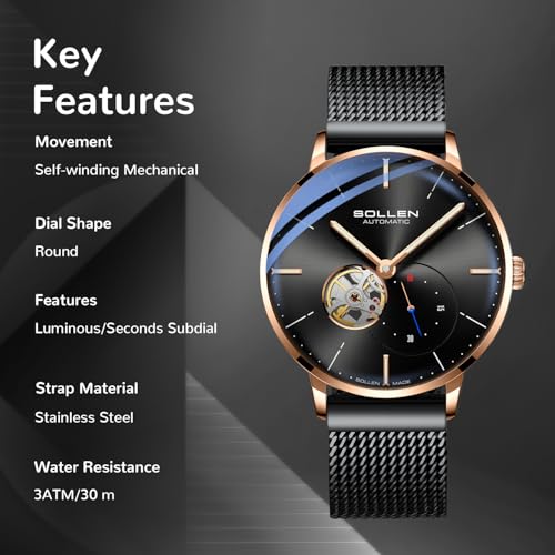 Men's Sollen Automatic Watch: Sollen Original Mechanical – Side View