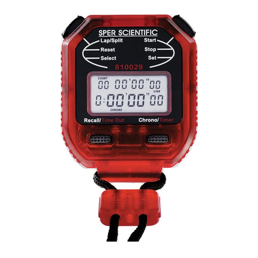 Sper Scientific 810029R 8 Memory Stopwatch Digital Count Up Countdown Timer