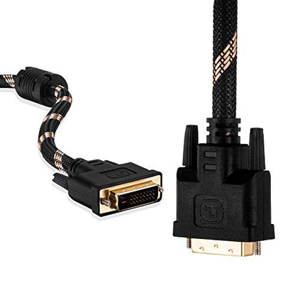 DVI to DVI Cable 25Ft: Nylon Braided DVI-D 24+1 Dual Link – Close-up Detail