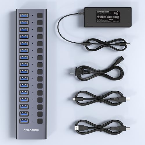 Powered Hub: ACASIS 16 Ports USB 3.1 Hub with 10Gbps Data – Size Reference