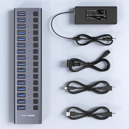 Powered Hub: ACASIS 16 Ports USB 3.1 Hub with 10Gbps Data – Size Reference