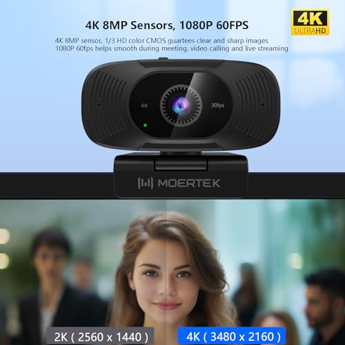 Webcam Camera: 4K UHD External Computer Camera with – Side View