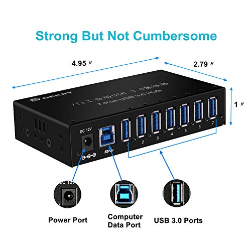 GEKRY USB 3.0 Hub: 7-Port Powered USB Data Hub with 36W AC – In Use