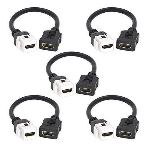 Keystone Jack: VCE 5-Pack HDMI Female to Female Pigtail – Front View