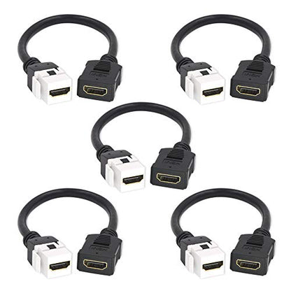 Keystone Jack: VCE 5-Pack HDMI Female to Female Pigtail – Front View