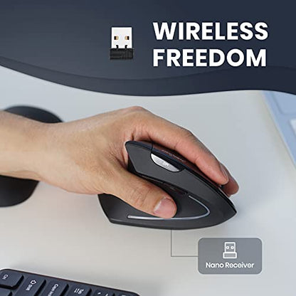 Perixx PERIMICE-713L: Wireless Ergonomic Left-Handed – Back View