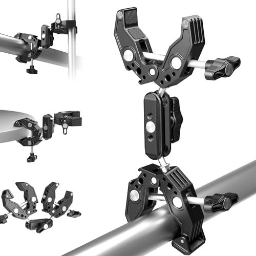 NEEWER Double Super Clamp Camera Mount with Magic Arm – Front View