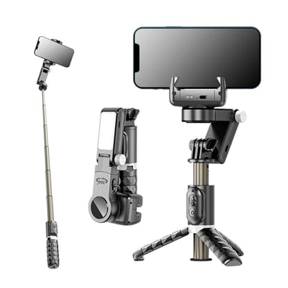 Stabilizer Gimbal: 3-Axis Smartphone Stabilizer with Tripod – Front View