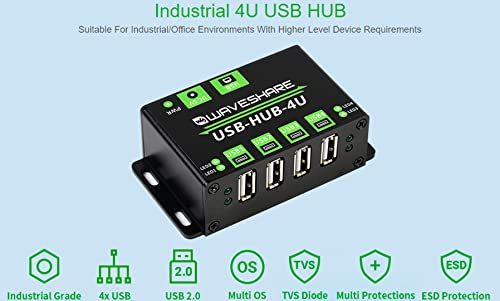 Industrial Grade USB Hub: Extend 4X USB 2.0 Ports – Close-up Detail