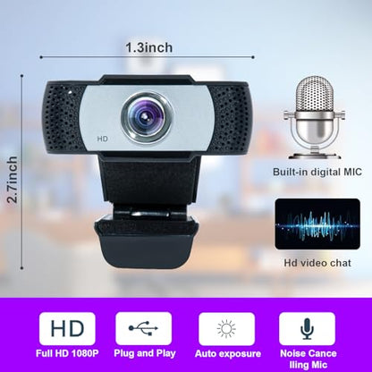 Microphone Bocodow: Bocodow 1080p HD Webcam with Manual – Side View