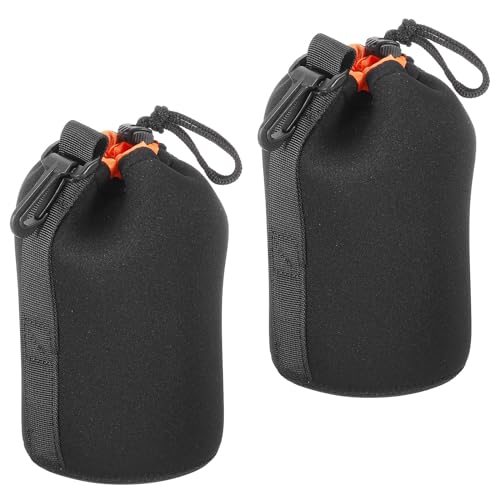 PATIKIL Camera Lens Bag: 2 Pcs 3.7" ID x 7.1" H Drawstring – Front View
