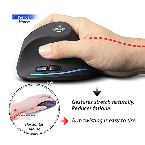 ZLOT Vertical Wireless Mouse: 2.4G USB Optical Ergonomic – Side View