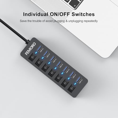 Powered USB Hub 3.0: 7-Port High-Performance Data Transfer – Size Reference