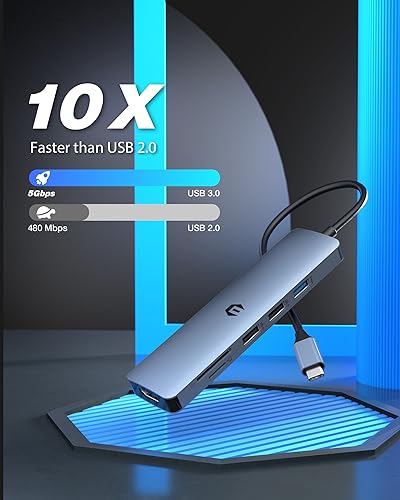Oditton 6-in-1 USB C Hub: Premium USB C Adapter with 4K HDMI – Close-up Detail